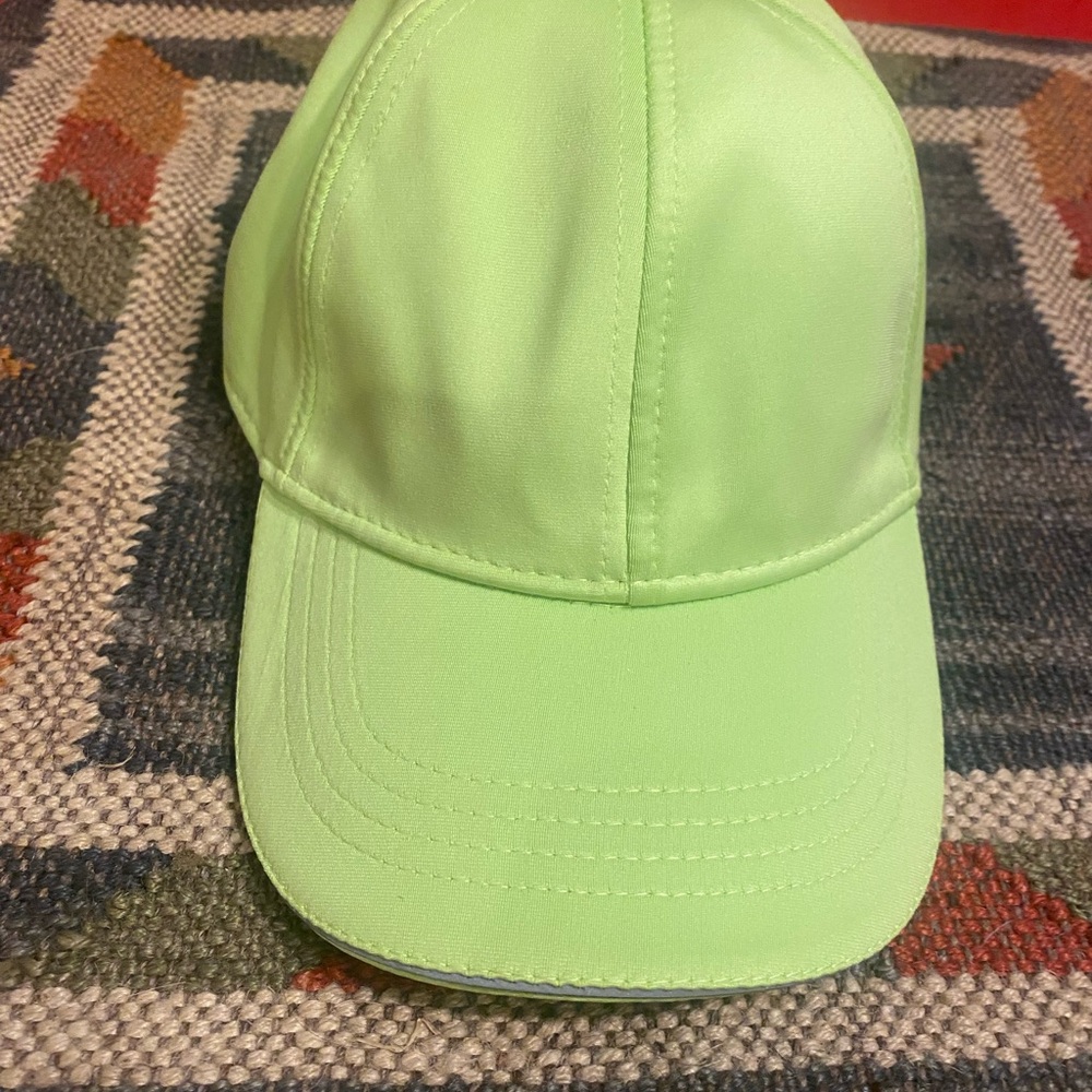 NWT OS Athletic Works Lime Green Baseball Cap with Hidden Pony Tail Hole